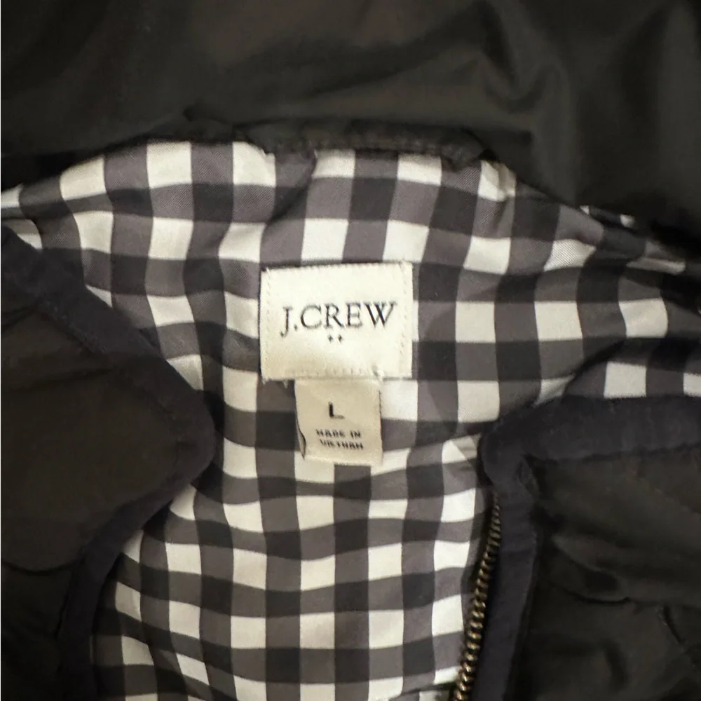 J. Crew Black Quilted Vest with Checkered Lining - Picture 3 of 4